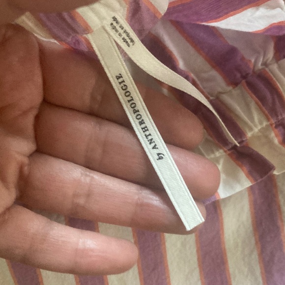 Womens Anthropologie Pink/purple & White Striped Cotton ok wide leg pants - Picture 7 of 9